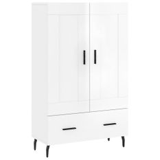 Buffet haut blanc brillant 69,5x31x115 cm bois d'ingénierie