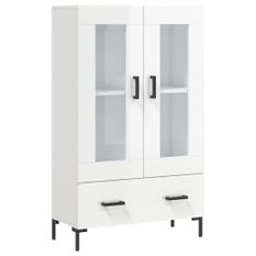 Buffet haut blanc brillant 69,5x31x115 cm bois d'ingénierie