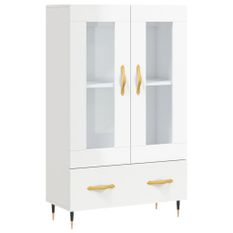 Buffet haut blanc brillant 69,5x31x115 cm bois d'ingénierie