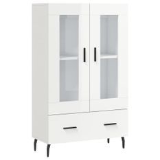 Buffet haut blanc brillant 69,5x31x115 cm bois d'ingénierie