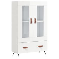 Buffet haut blanc brillant 69,5x31x115 cm bois d'ingénierie