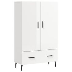 Buffet haut blanc brillant 69,5x31x115 cm bois d'ingénierie