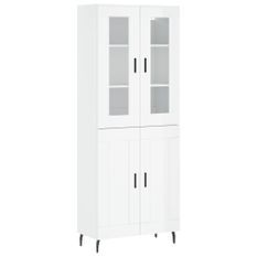 Buffet haut Blanc brillant 69,5x34x180 cm Bois d'ingénierie