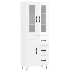 Buffet haut Blanc brillant 69,5x34x180 cm Bois d'ingénierie