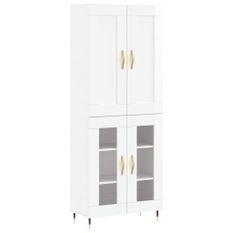 Buffet haut Blanc brillant 69,5x34x180 cm Bois d'ingénierie