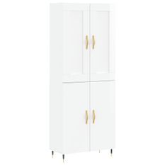 Buffet haut Blanc brillant 69,5x34x180 cm Bois d'ingénierie