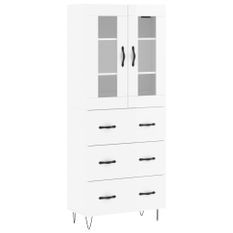 Buffet haut Blanc brillant 69,5x34x180 cm Bois d'ingénierie