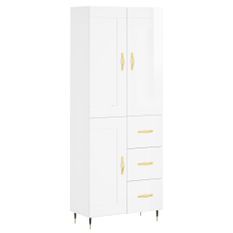 Buffet haut Blanc brillant 69,5x34x180 cm Bois d'ingénierie