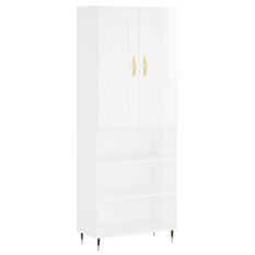 Buffet haut Blanc brillant 69,5x34x180 cm Bois d'ingénierie