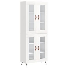 Buffet haut Blanc brillant 69,5x34x180 cm Bois d'ingénierie