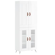 Buffet haut Blanc brillant 69,5x34x180 cm Bois d'ingénierie