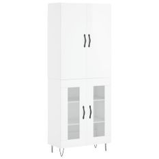 Buffet haut Blanc brillant 69,5x34x180 cm Bois d'ingénierie