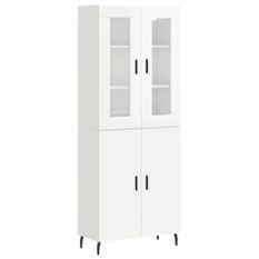 Buffet haut Blanc brillant 69,5x34x180 cm Bois d'ingénierie