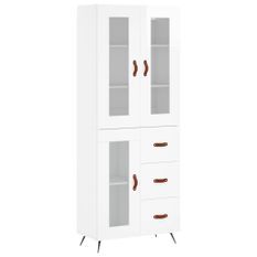 Buffet haut Blanc brillant 69,5x34x180 cm Bois d'ingénierie