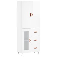 Buffet haut Blanc brillant 69,5x34x180 cm Bois d'ingénierie