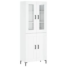 Buffet haut Blanc brillant 69,5x34x180 cm Bois d'ingénierie