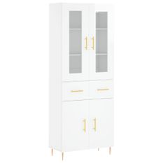 Buffet haut Blanc brillant 69,5x34x180 cm Bois d'ingénierie