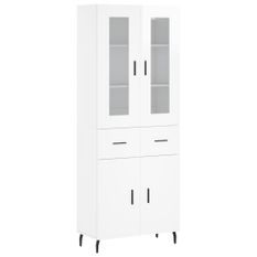 Buffet haut Blanc brillant 69,5x34x180 cm Bois d'ingénierie