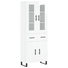 Buffet haut Blanc brillant 69,5x34x180 cm Bois d'ingénierie