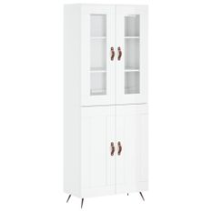 Buffet haut Blanc brillant 69,5x34x180 cm Bois d'ingénierie