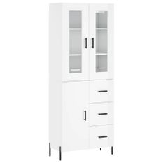 Buffet haut Blanc brillant 69,5x34x180 cm Bois d'ingénierie