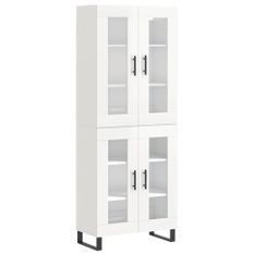 Buffet haut Blanc brillant 69,5x34x180 cm Bois d'ingénierie