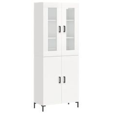 Buffet haut Blanc brillant 69,5x34x180 cm Bois d'ingénierie