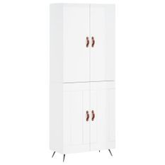 Buffet haut Blanc brillant 69,5x34x180 cm Bois d'ingénierie