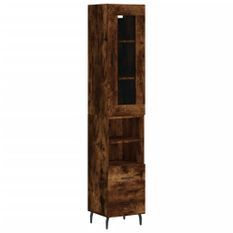 Buffet haut Chêne fumé 34,5x34x180 cm Bois d'ingénierie