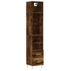 Buffet haut Chêne fumé 34,5x34x180 cm Bois d'ingénierie