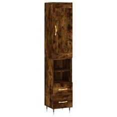 Buffet haut Chêne fumé 34,5x34x180 cm Bois d'ingénierie