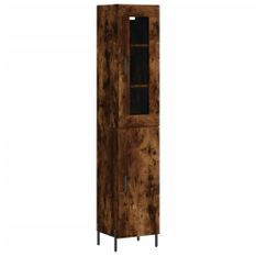 Buffet haut Chêne fumé 34,5x34x180 cm Bois d'ingénierie