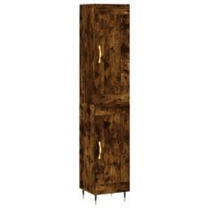 Buffet haut Chêne fumé 34,5x34x180 cm Bois d'ingénierie