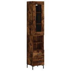 Buffet haut Chêne fumé 34,5x34x180 cm Bois d'ingénierie