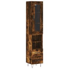 Buffet haut Chêne fumé 34,5x34x180 cm Bois d'ingénierie