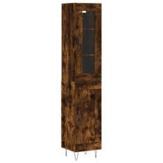 Buffet haut Chêne fumé 34,5x34x180 cm Bois d'ingénierie