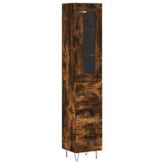 Buffet haut Chêne fumé 34,5x34x180 cm Bois d'ingénierie