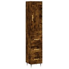 Buffet haut Chêne fumé 34,5x34x180 cm Bois d'ingénierie