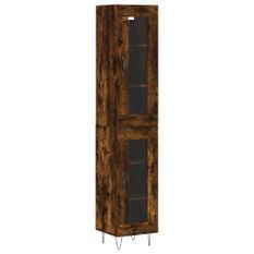 Buffet haut Chêne fumé 34,5x34x180 cm Bois d'ingénierie