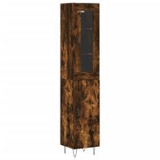 Buffet haut Chêne fumé 34,5x34x180 cm Bois d'ingénierie