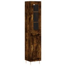 Buffet haut Chêne fumé 34,5x34x180 cm Bois d'ingénierie