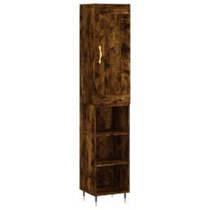 Buffet haut Chêne fumé 34,5x34x180 cm Bois d'ingénierie