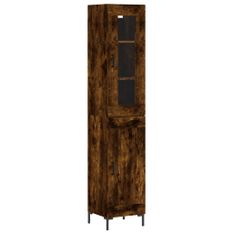 Buffet haut Chêne fumé 34,5x34x180 cm Bois d'ingénierie