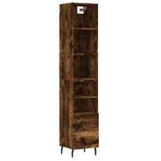 Buffet haut Chêne fumé 34,5x34x180 cm Bois d'ingénierie