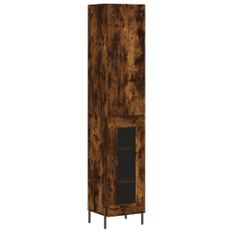 Buffet haut Chêne fumé 34,5x34x180 cm Bois d'ingénierie