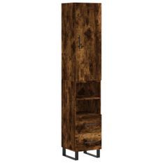 Buffet haut Chêne fumé 34,5x34x180 cm Bois d'ingénierie