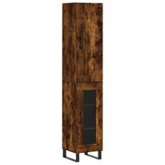 Buffet haut Chêne fumé 34,5x34x180 cm Bois d'ingénierie