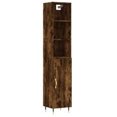 Buffet haut Chêne fumé 34,5x34x180 cm Bois d'ingénierie