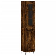 Buffet haut Chêne fumé 34,5x34x180 cm Bois d'ingénierie