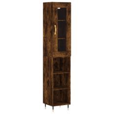 Buffet haut Chêne fumé 34,5x34x180 cm Bois d'ingénierie